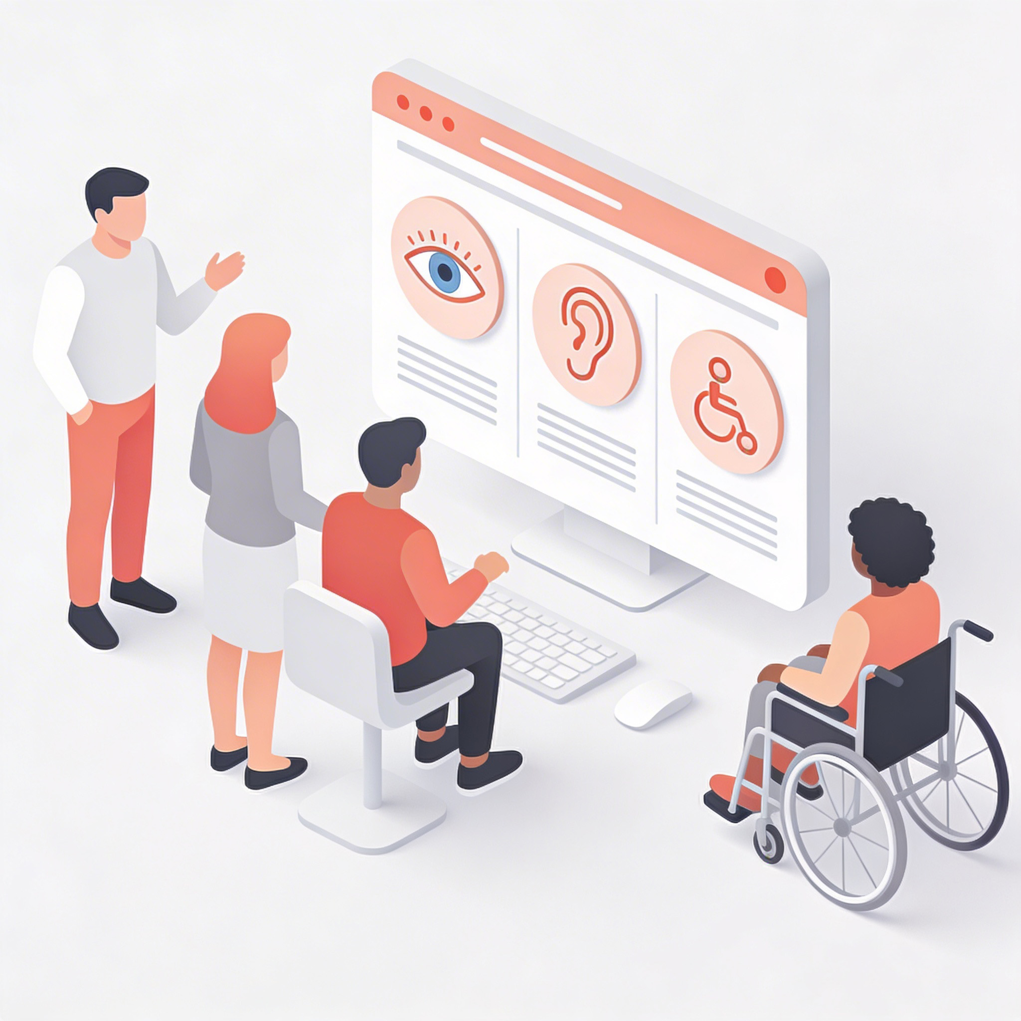 Infographic style illustration showing digital accessibility benefits