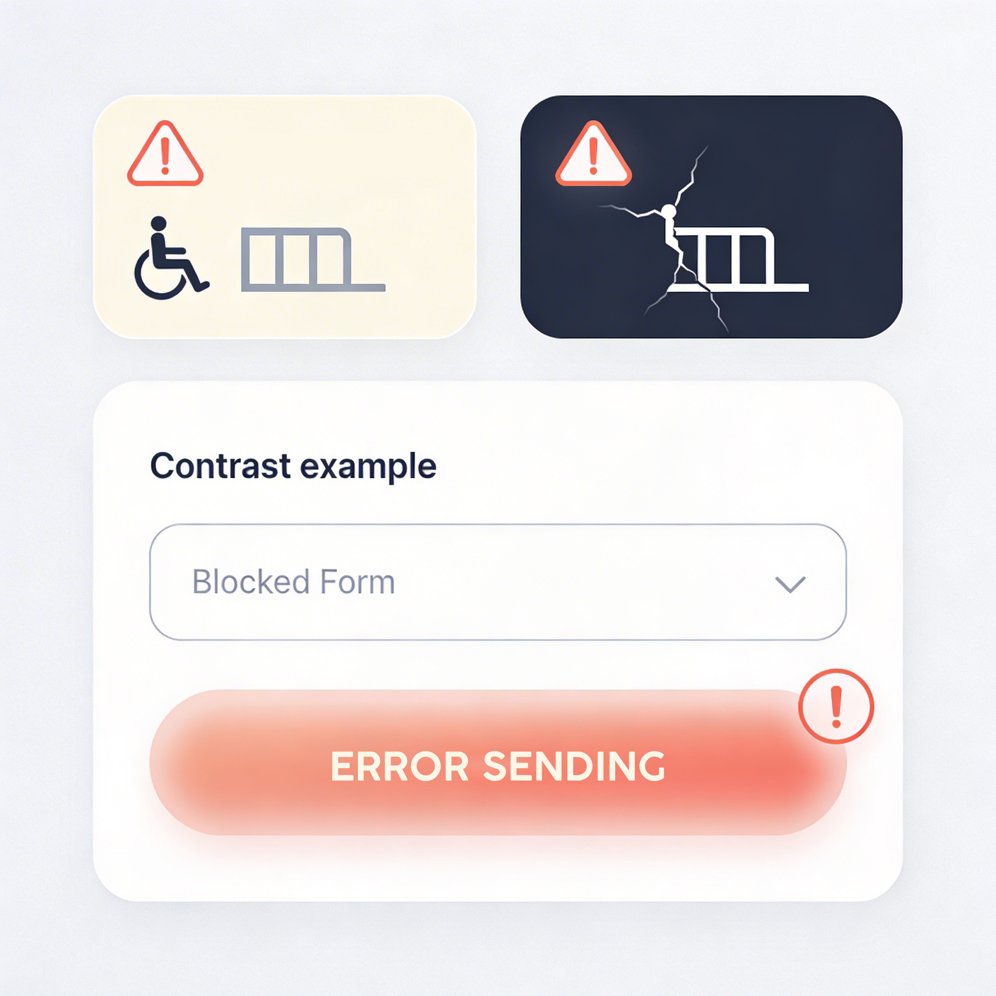 Infographic style illustration showing compliance risks and accessibility barriers